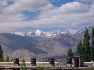 snow capped peaks, view from the guest house, Leh Ladakh